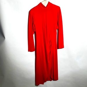 Classic red dress with gathered waist